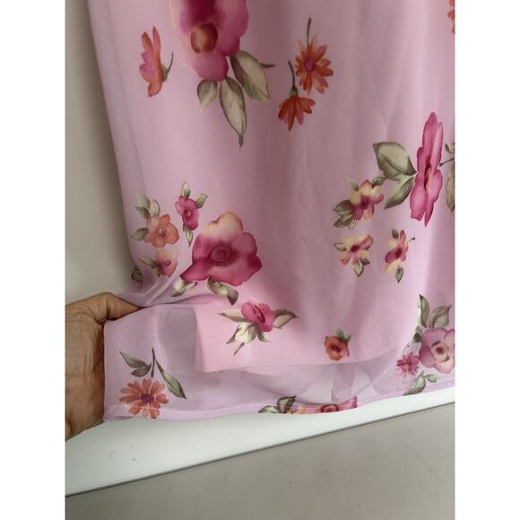 Vintage Studio Y Mini Y2K Chiffon Dress 3/4 Cottage Roses Fairy Core Pink - Picture 3 of 9